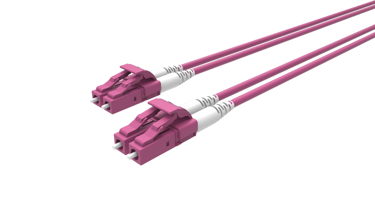 Ljósleiðaratengisnúra LC-LC multi mode OM4 tvöf. fjólublá 2m