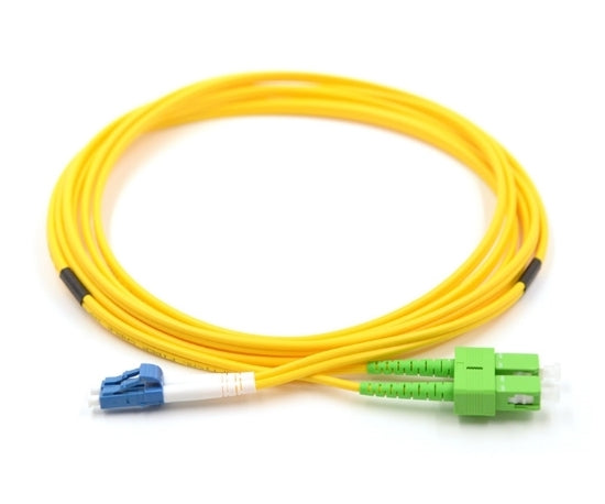 Ljósleiðaratengisnúra LC/UPC-SC/APC single mode tvöf. gul 15 m